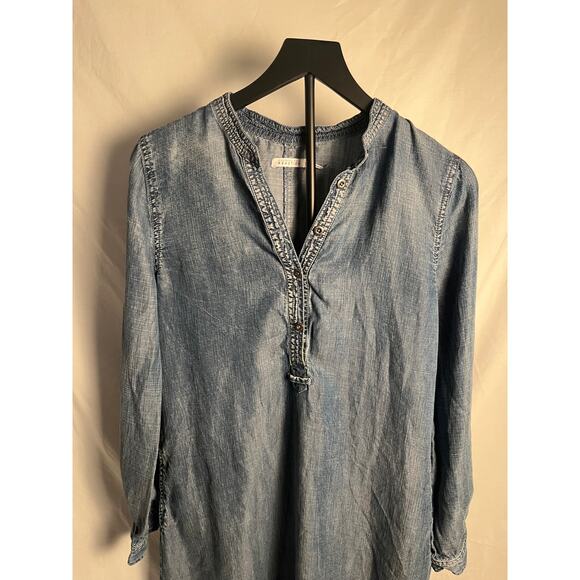Kenneth Cole Reaction Denim Tunic Dress Long Sleeve Medium Chambray Blue - Picture 3 of 6